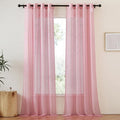 NICETOWN Pink Sheer Curtains for Living Room, Grommet Lightweight Gauzy Textured Sheer Panels Light Filtering Window Treatment for Girls Room, W54 x L108, 2 Panels