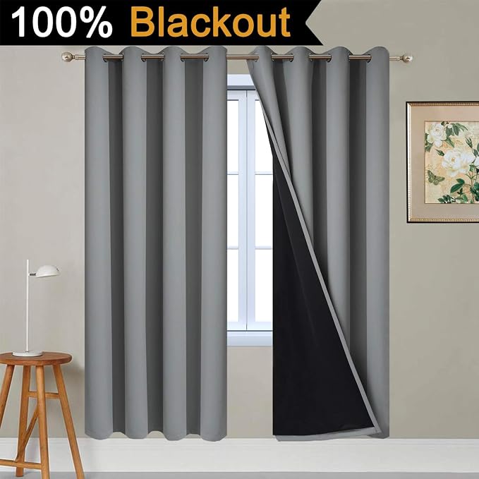 Yakamok Grey Blackout Curtains 72 Inches Long - Image 2