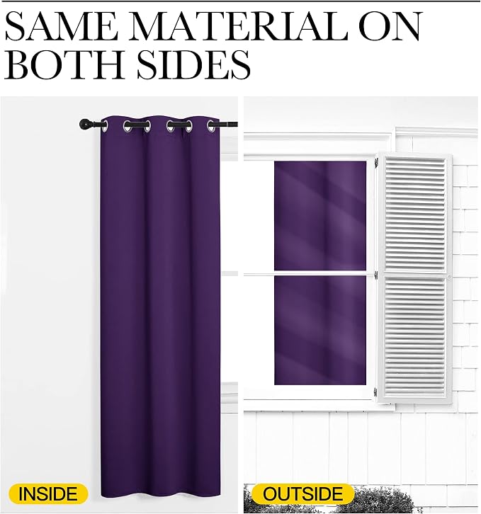 NICETOWN Royal Purple Blackout Curtains 48 inches Length - Image 5