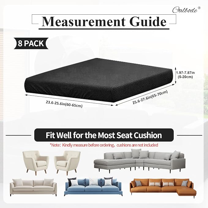 CALBODE 8Pcs Outdoor Stretch Cushion Covers, Waterproof Outdoor Chair Cushion - Image 2