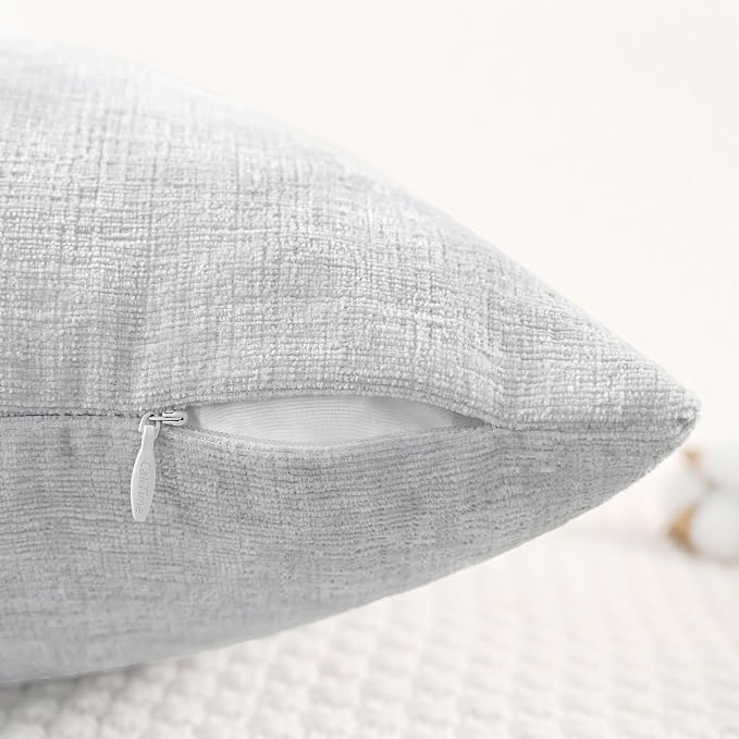 CaliTime Decorative Throw Pillow Covers 22 X 22 Inches Moonbeam Gray | Pack of 2 - Image 3