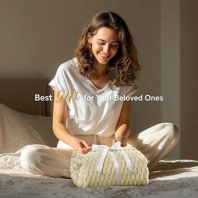 BEDELITE Almond Twin Blanket for Couch, Soft Cozy Gifts for Women, 60 * 80 | 3D - Image 2