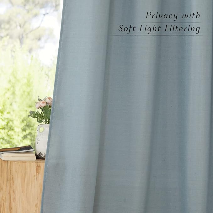 NICETOWN Linen Flax Semi Sheer Curtains 92" Length, Grommet Window Treatments - Image 8