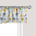 Ambesonne Savannah Window Valance, Friendly Zoo Animals with Happy Faces Cartoon Characters on Stripes Print, Curtain Valance for Kitchen Bedroom Decor with Rod Pocket, 42" x 12", Pale Azure Blue