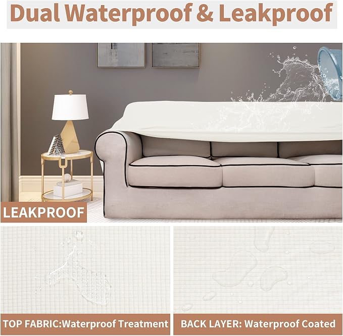 Easy-Going 100% Waterproof Loveseat Couch Cover Stretch Jacquard Sofa Cover | - Image 3