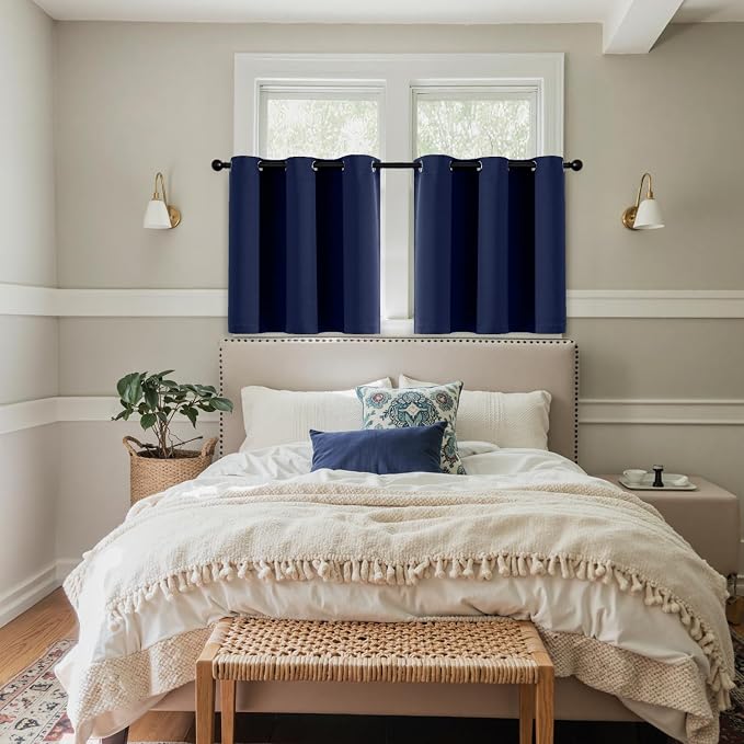 MIULEE Blackout Curtains for Bedroom 2 Panels 40 x 36 Inch Long Navy Blue | - Image 7