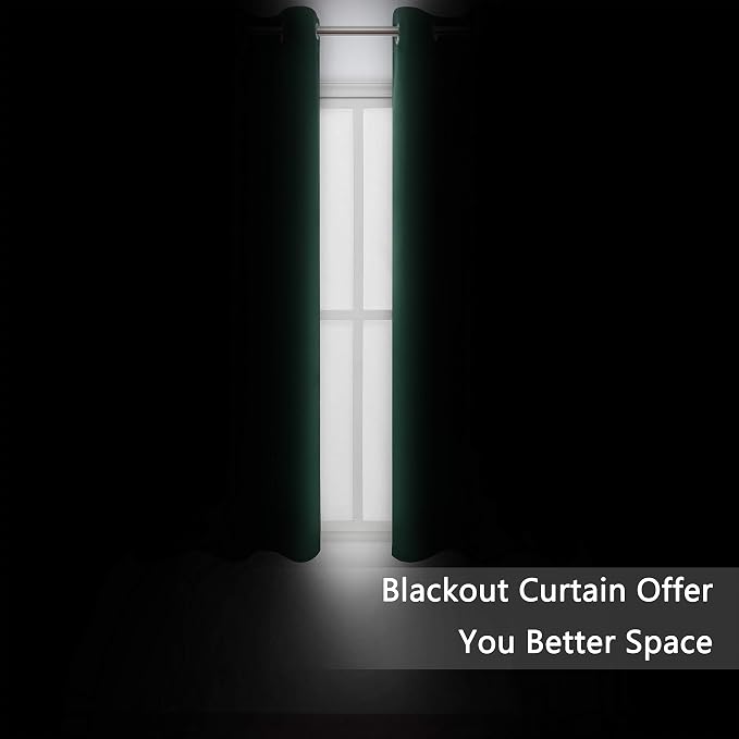 Green Blackout Curtains 34 x 54 Inch Length/Set of 2 Curtain Panels/Thermal - Image 3