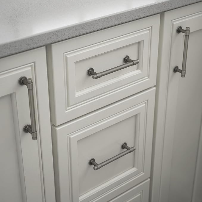 Franklin Brass - Francisco Heirloom Silver Cabinet Handles 4 Inch (4") Hole Center Pulls | Easy Install, Durable Hardware for Kitchen Cabinet Door, Drawers, Dresser Pull, Furniture (10 Pack)