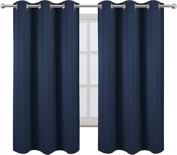 Navy Blue Thermal Blackout Curtains/38 x 63 Inch/Set of 2 Panels Room Darkening - Image 2