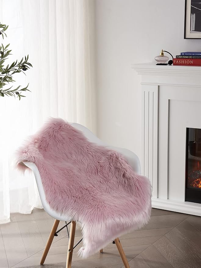 SERISSA 2x3 Fluffy Pink Faux Sheepskin Shaggy Rug - Image 3