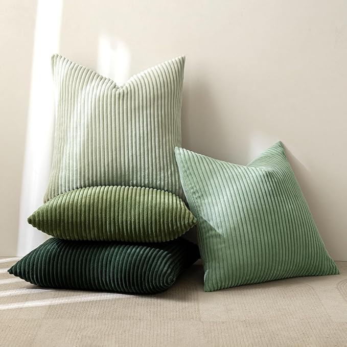 MIULEE Soft Corduroy Decorative Throw Pillow Covers Forest Green 18x18 | Set of - Image 4