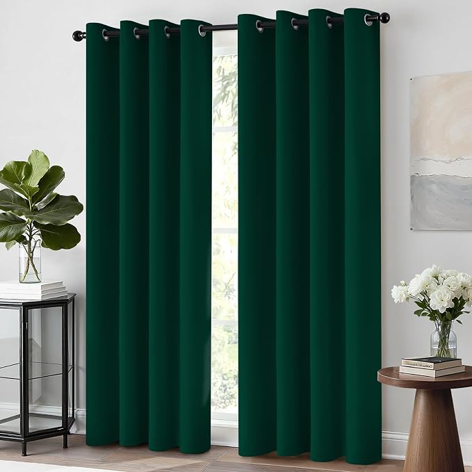 Yakamok Room Darkening Curtains 52x96 inch Length Dark Green-Living Room | 2 - Image 2
