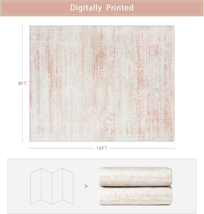 Pink Washable Rugs 8x10 Area Rugs - Image 2