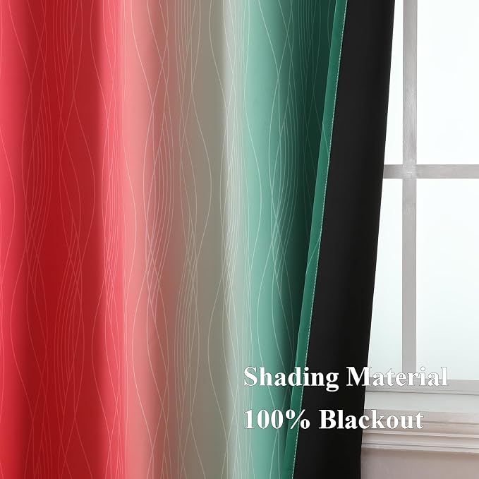 Red and Green Ombre Blackout Curtains 52Wx84L 2 Panels | Ombre Christmas - Image 5