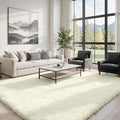 8x10 Fluffy Shag Area Rugs for Living Room Bedroom: Soft Carpet Cream White | by CarpetAddColortoYourLife