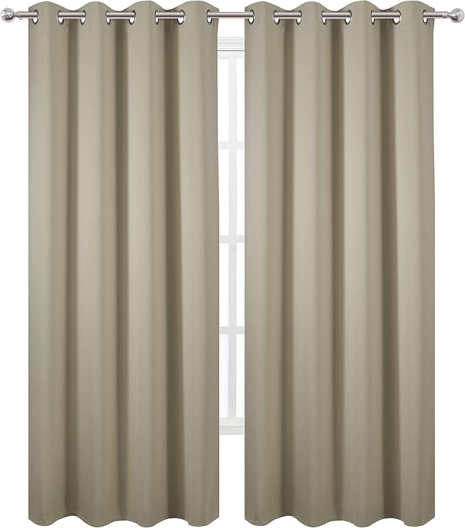 Blackout Curtains 52 x 84 Inch Long Beige Curtains Set of 2 Panels Room - Image 2