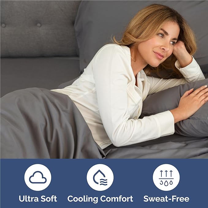 Twin XL 4 Piece Sheet Set - Comfy Breathable & Cooling - Ultra-Soft Hotel Luxury Bedding Set w/ 8-16 Inch Deep Pockets - 1 Flat & 1 Fitted Sheet & 2 Pillowcases - Wrinkle Free & Easy Care - Dark Grey