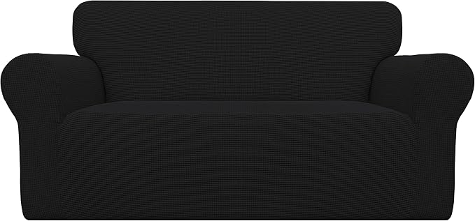 Easy-Going Stretch Oversized Loveseat Couch Covers Washable Black | 1-Piece by Easy-Going