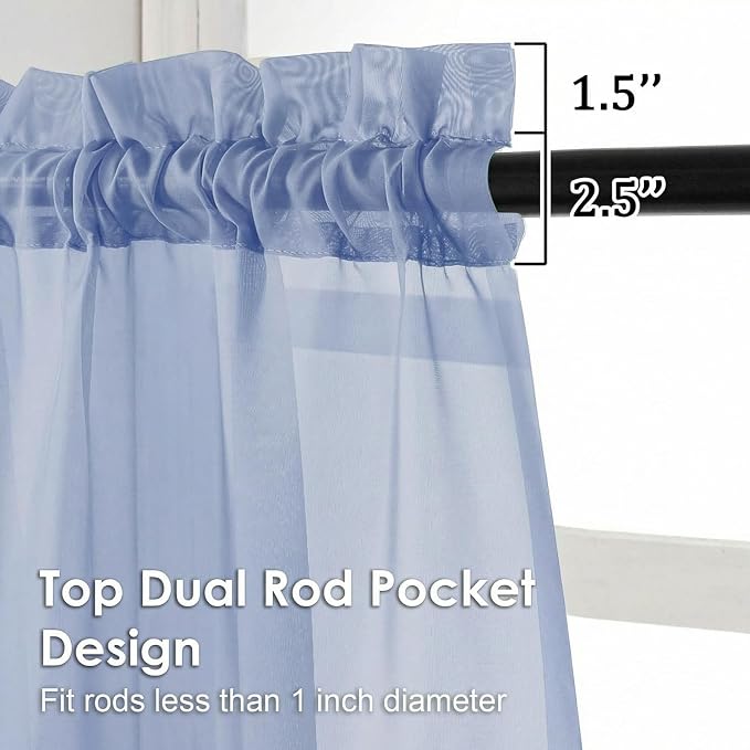 Sheer Curtains 63 inch Length 2 Panels Set - Image 3