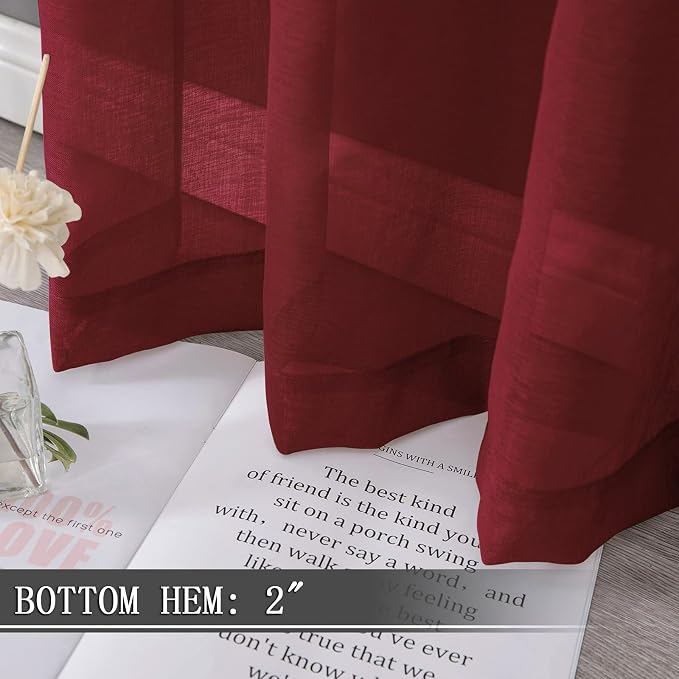 Tollpiz Sheer Tier Curtain Linen Textured Half Kitchen Curtains Sheer Light - Image 4