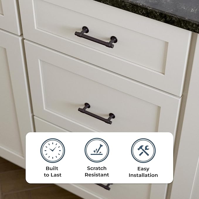 Franklin Brass Francisco (5-Pack) Cabinet Handles 3' Hole Center Deep Bronze Kitchen Drawer Pulls Dresser, Furniture Hardware P29520K-324-B