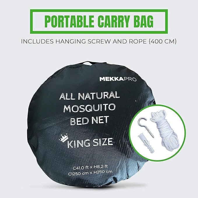 MEKKAPRO Extra-Large King Mosquito Bed Net, Made for King Queen and Twin, Bed Mosquito Netting | Bed Canopy Curtains, White Mosquito Netting