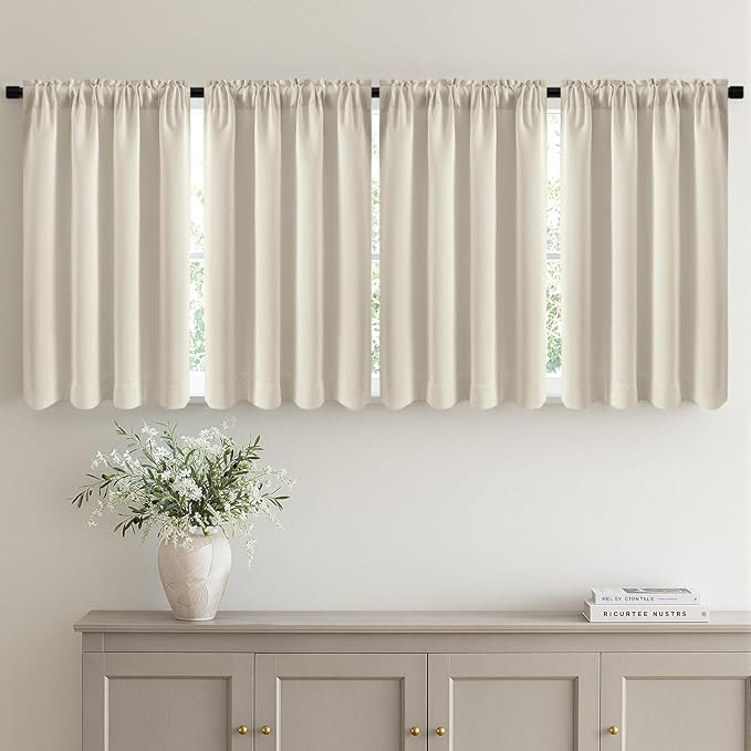 MIULEE 4 Panel Set Short Bedroom Blackout Curtains 54 Inch Long Cream Beige | by MIULEE