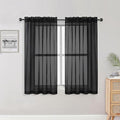 Sheer Black Curtains 84 Inch Length 2 Panels Set by OWENIE