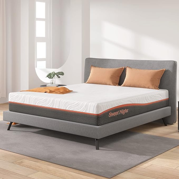 Sweetnight 12” Hybrid Mattress with Gel Memory Foam & Pocket Innerspring , Bed Mattress with Moisture Wicking Adaptive Cover, Medium Firm, White & Grey, Queen Size