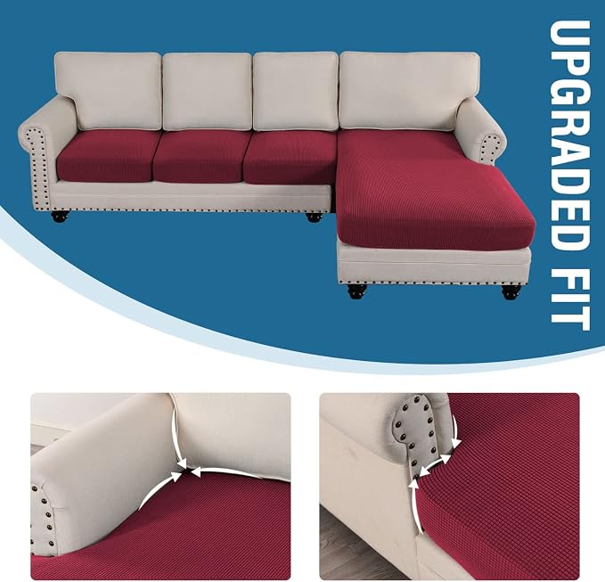 H.VERSAILTEX Sectional Couch Covers 4 Pieces Sofa Seat Cushion Covers L Shape - Image 7