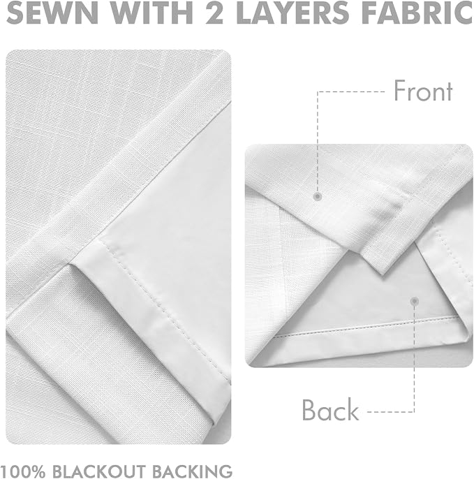 MIULEE White Pinch Pleated 100% Blackout Linen Curtains 40x96 Inches | Room - Image 5