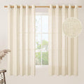 Linen Semi Sheer Curtains 63 inch Long by LAMIT