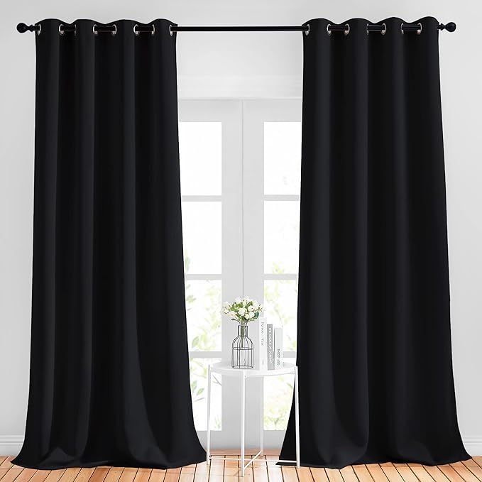 NICETOWN Blackout Black Curtains & Drapes 90 inches Long by NICETOWN