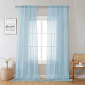 Sky Blue Sheer Curtains 96 Inches Long 2 Panels, Light Filtering Voile Solid by Lecloud