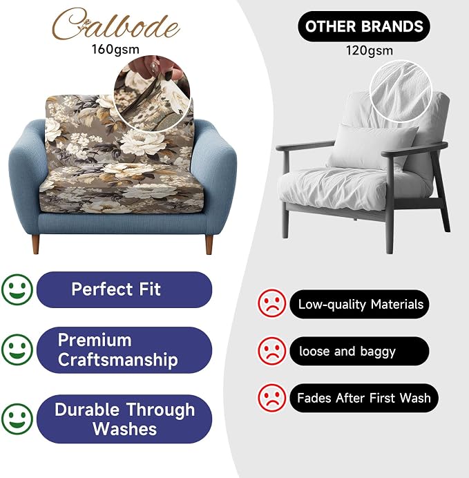 CALBODE 8 Pcs Stretch Indoor/Outdoor Seat Cushion Covers, Indoor/Outdoor Couch - Image 8