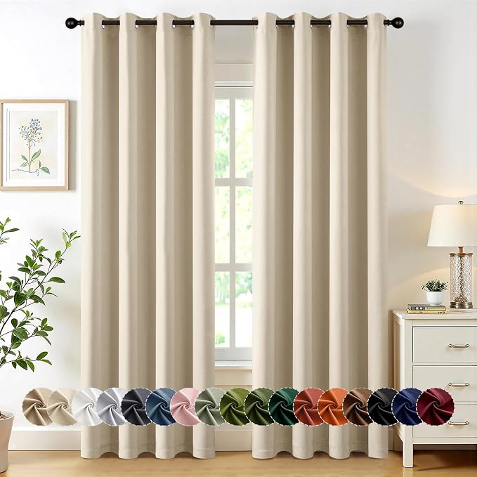 MIULEE Blackout Curtains for Bedroom 2 Panels 50 x 84 Inch Long Cream Beige | by MIULEE