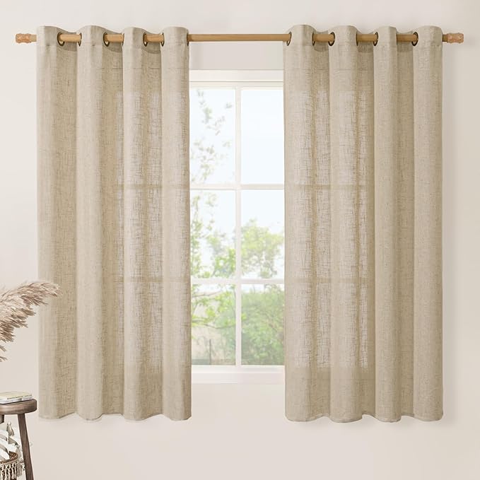 Semi Sheer Linen Curtains 60 Inch Length by LAMIT