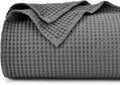 PHF 100% Cotton Waffle Weave Blanket King Size for Bed,Snag Proof Lightweight Breathable Moisture-Wicking Throw for Couch,Great for Layering in Cold Weather,Machine Washable,Home Decor Gift-Charcoal