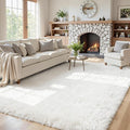 5x8 Fluffy Shag Area Rugs for Living Room Bedroom: Soft Plush Carpet White | by CarpetAddColortoYourLife