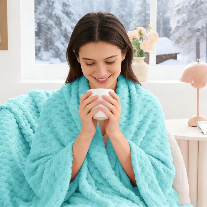 BEDELITE Aqua Twin Blanket for Couch, Soft Cozy Gifts for Women, 60 * 80 | 3D - Image 4