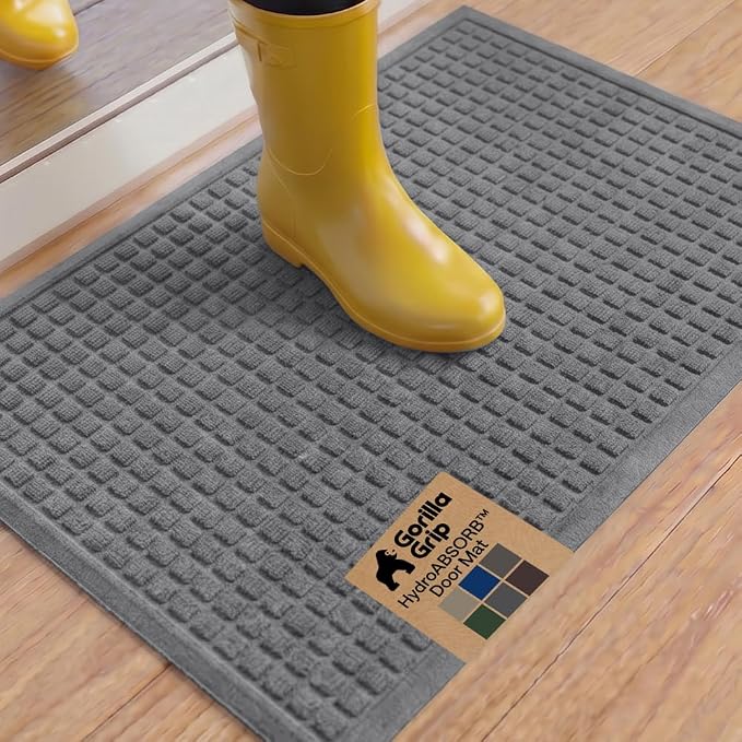 GORILLA GRIP® Ultra Absorbent Front Door Mat Outside Entrance, Traps Dirt and by Unknown