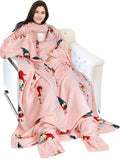 Catalonia Xmas Dwarfs Wearable Blanket with Sleeves and Foot Pocket – Ultra-Soft Warm Fleece Long Throw Snuggly Blanket for Sleeping & TV Time – Cozy Christmas Gift for Women & Men