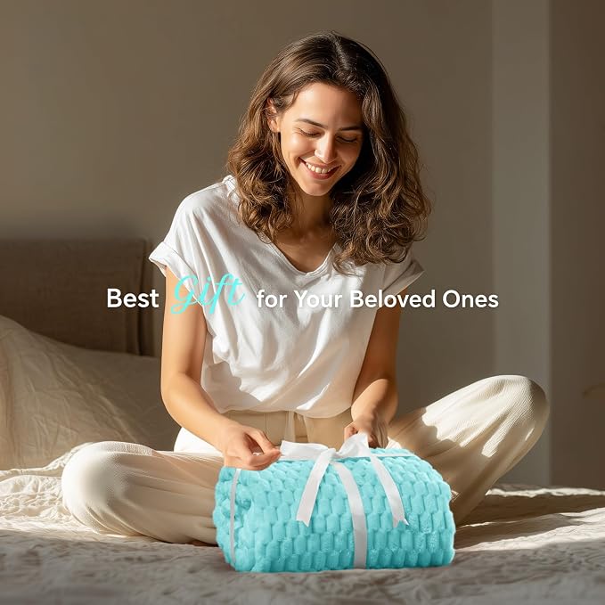 BEDELITE Aqua Twin Blanket for Couch, Soft Cozy Gifts for Women, 60 * 80 | 3D - Image 2