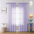Light Purple Sheer Curtains 84 Inches Long 2 Panels, Double Rod Pocket Window by Lecloud