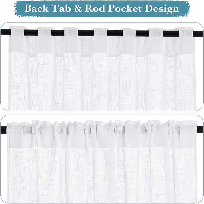RYB HOME Sheer Curtains 108 inches, Extra Long Floor to Ceiling Curtains | - Image 2