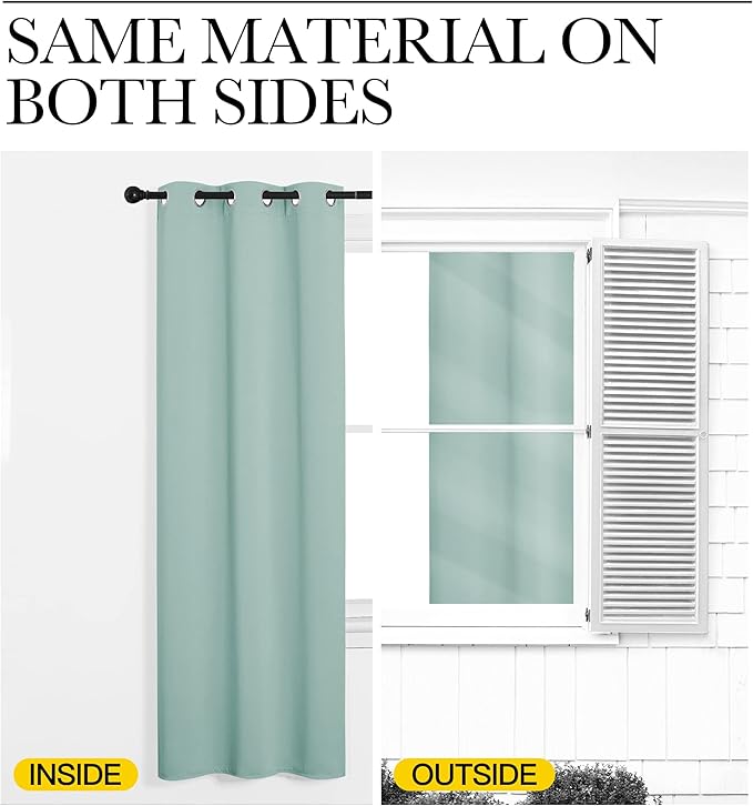 NICETOWN Aqua Blue Room Darkening Curtains for Kitchen, Window Treatment Thermal Insulated Solid Grommet Room Darkening Curtains/Drapes for Bedroom (Set of 2, 42 inches Wide by 68 inches Long)