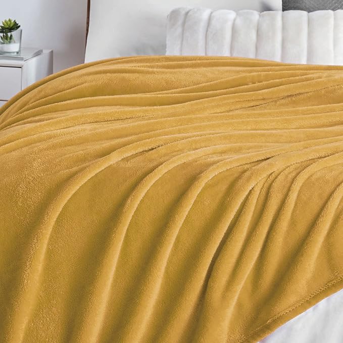 Walensee Fleece Blanket Plush Throw Fuzzy Lightweight (Twin Size 60x80 Honey Gold) Super Soft Microfiber Flannel Blankets for Couch, Bed, Sofa Ultra Luxurious Warm and Cozy for All Seasons