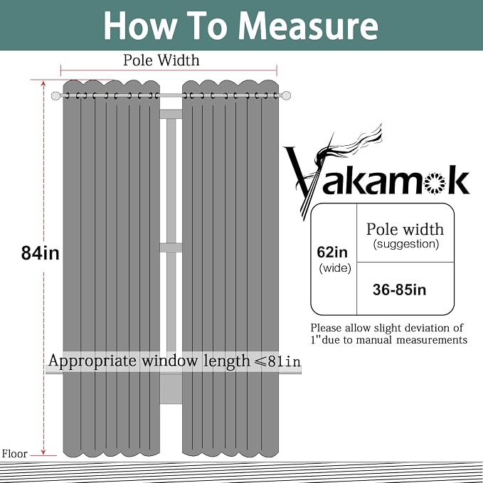 Yakamok Room Darkening Curtains 62x84 inch Length Light Grey-Living Room | 2 - Image 7