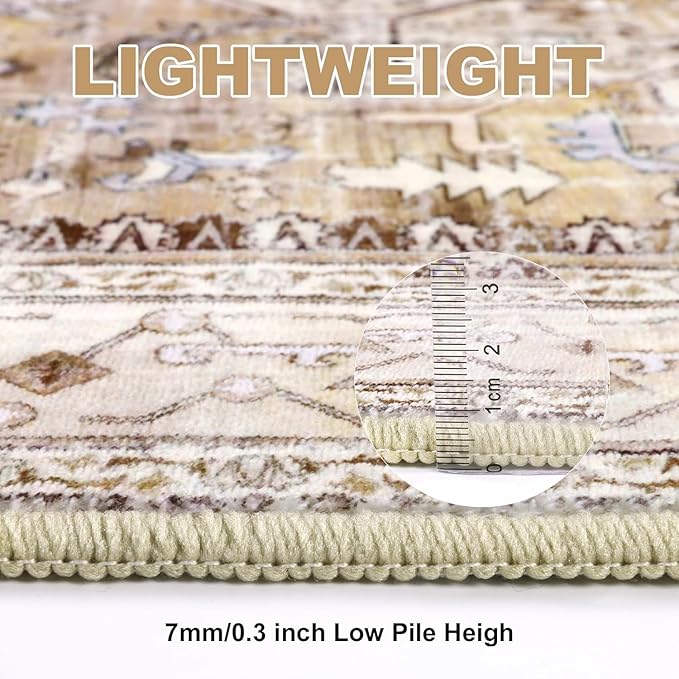 Yamaziot Washable Runner Rug, 3x10 Non-Slip Boho Hallway Kitchen Rug | Stain - Image 5