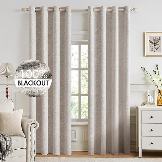 MIULEE 100% Blackout Linen Curtains by MIULEE